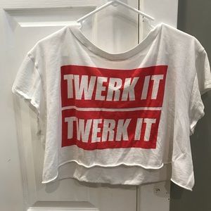 A white crop top shirt